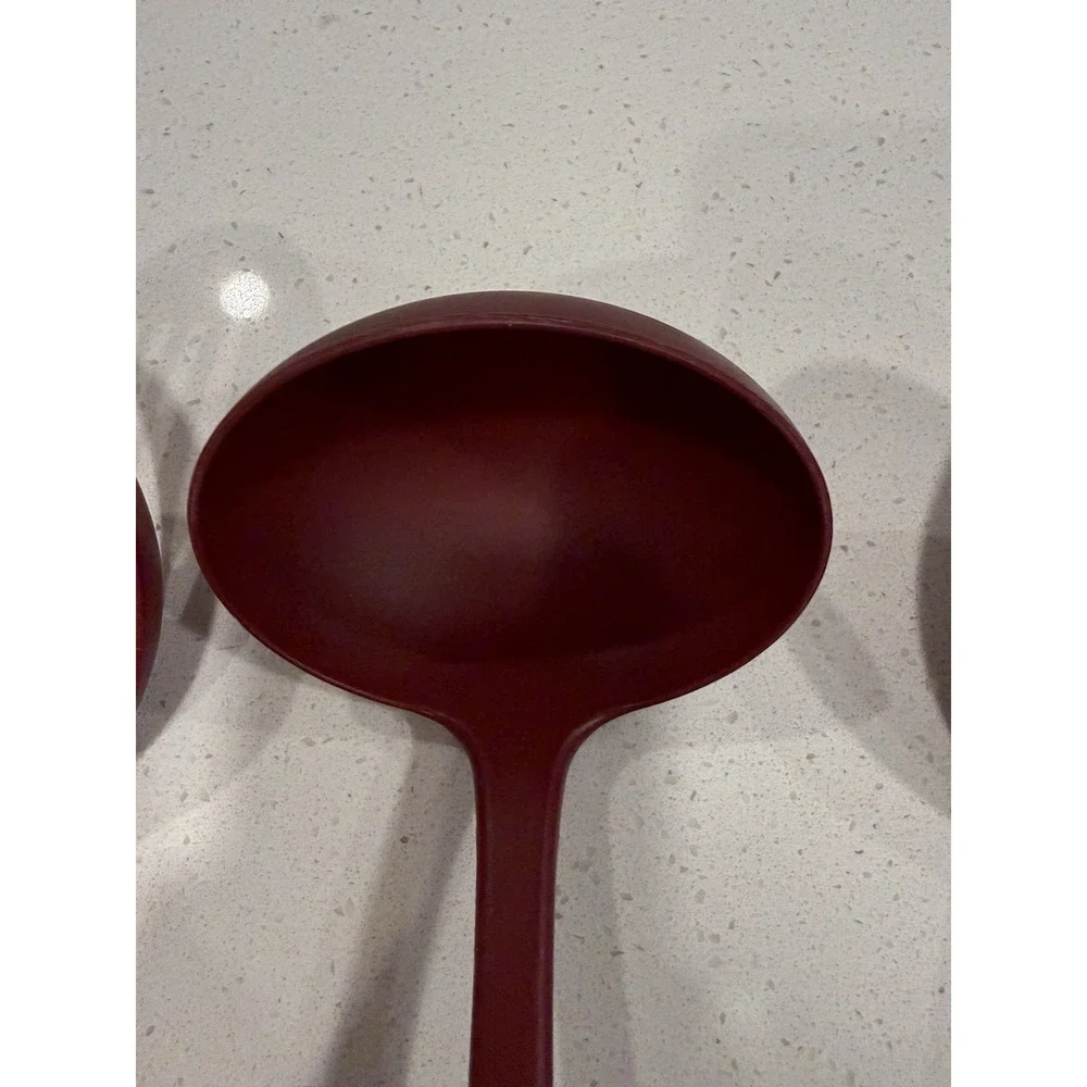 Kitchenaid Lot Of 3 Serving‎ Utensils Maroon Slotted Spoon, Spoon & Ladle
